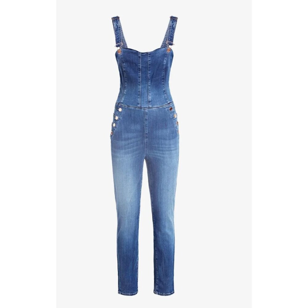 GUESS Blue Denim Corset Jumpsuit